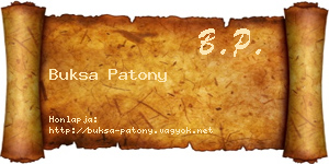 Buksa Patony névjegykártya